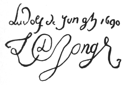 Signatures: Ludof de Junge 1690, L D Jonge.