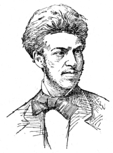 Bust of Kaulbach, facing slightly right; thin mustache and sideburns; thick hair.