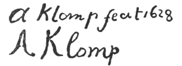 Signatures: a Klomp fecit 1628; A Klomp