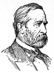 Bust of Knaus, facing right; full mustache and beard; straight hair clipped to nape.