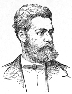 Bust of Kurzbauer, facing slightly right; thick mustache, sideburns, and French beard; thick hair brushed away from face.