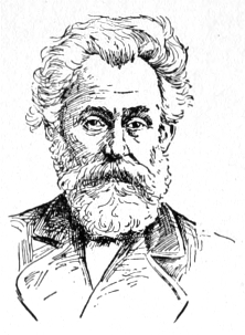 Bust of Kyhn, facing forward; full mustache and beard; wavy hair