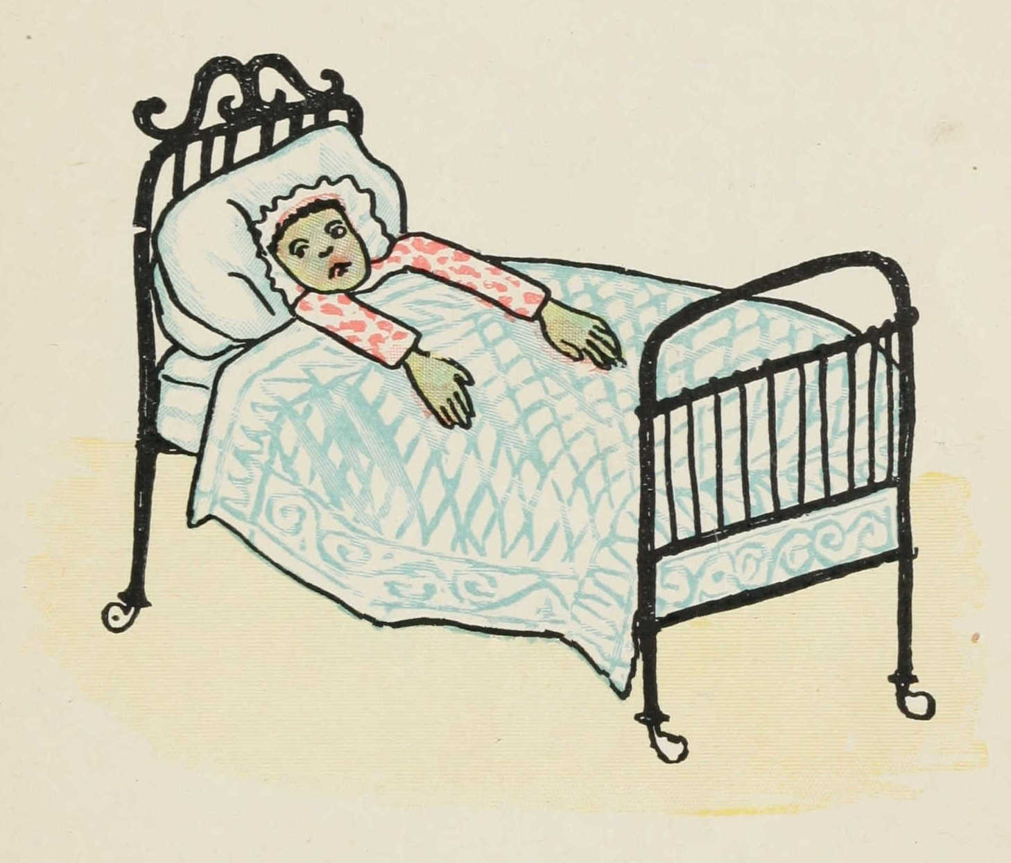 Little Black Quibba's mother, black Flumbo, lying ill in bed.