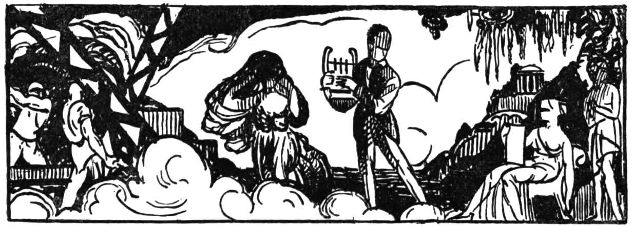 Many playing lyre