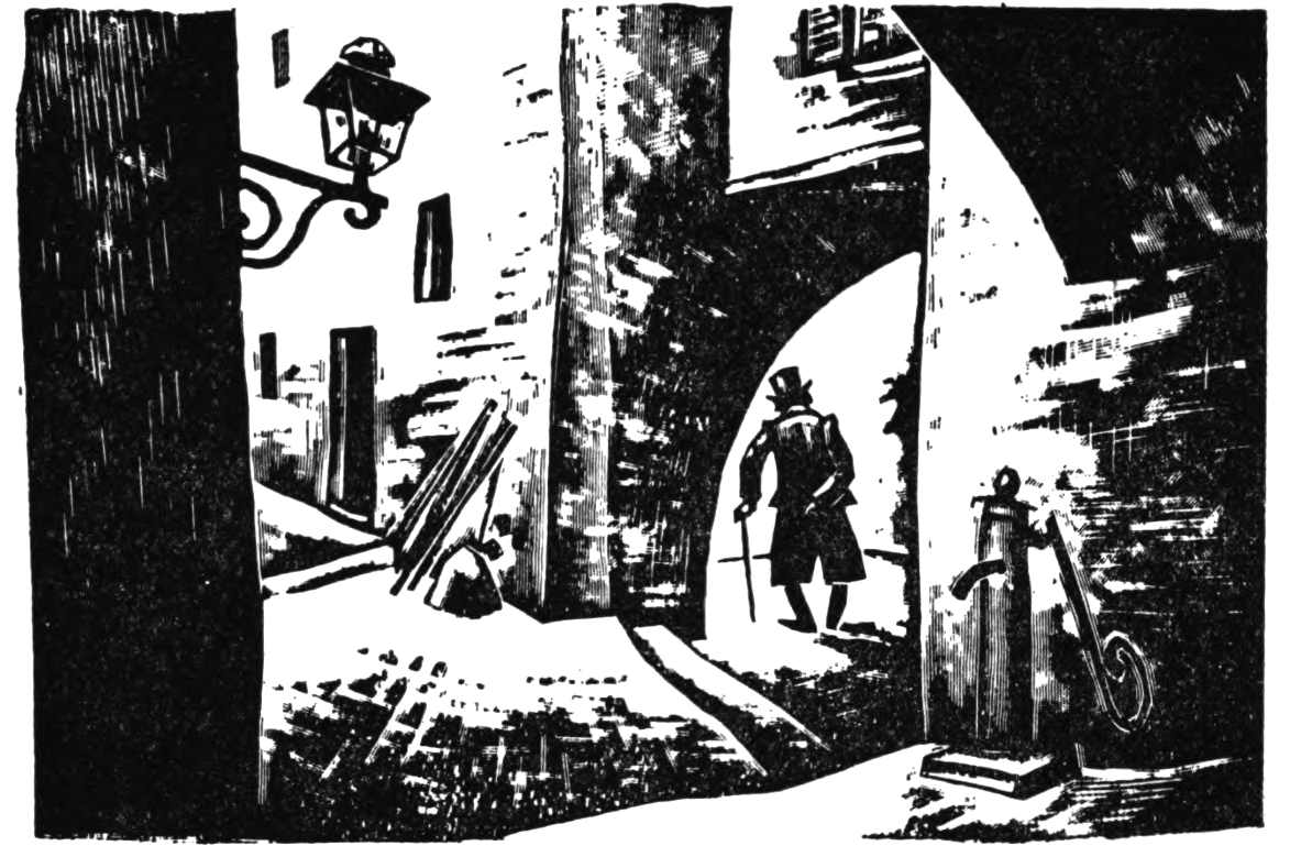 Man on city street at night