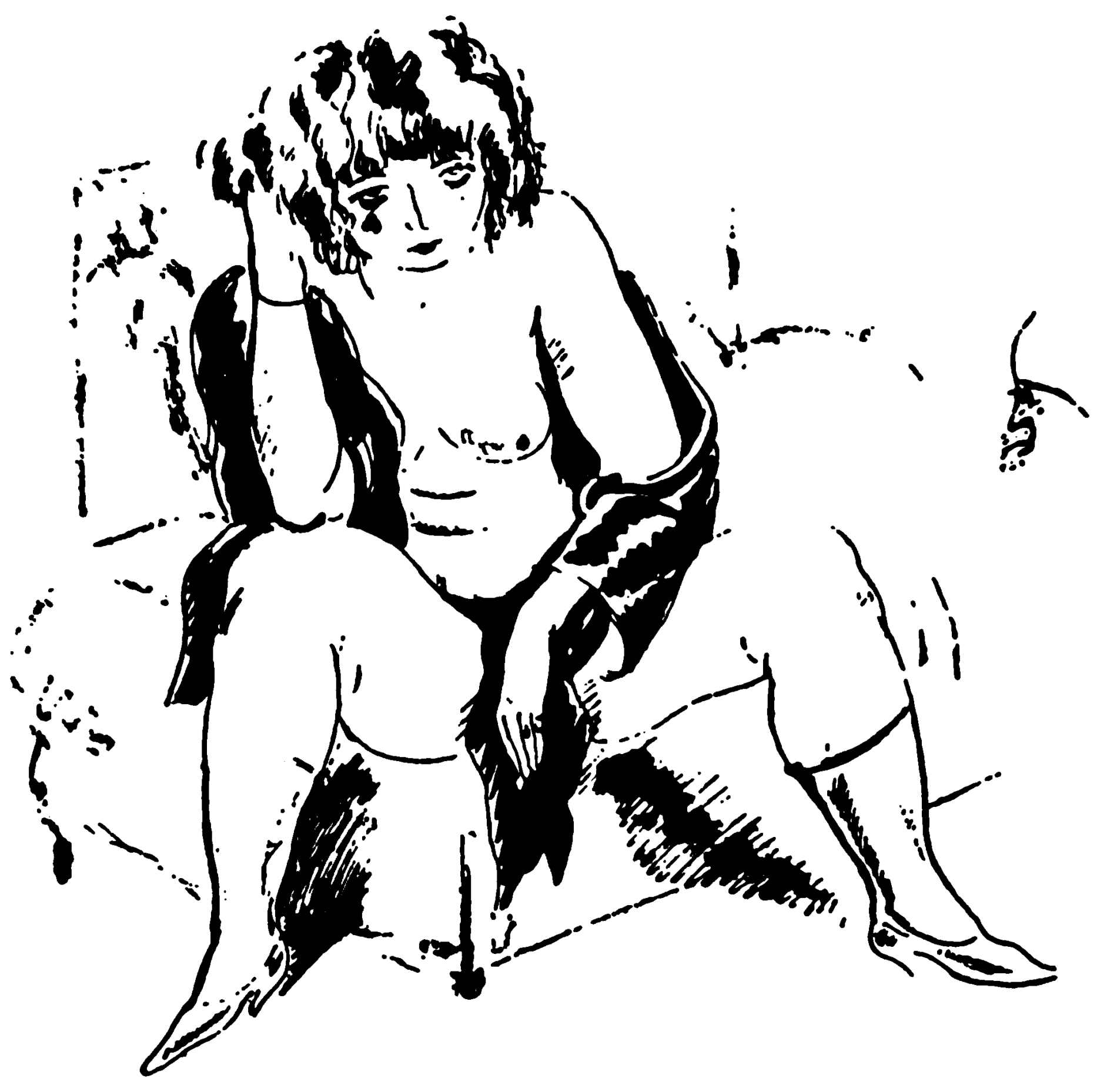 Woman sitting on bed