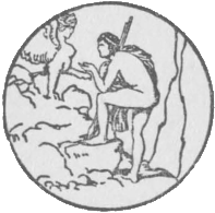 Publisher logo depicting the scene from the 1808 painting 'Oedipus and the Sphinx' by the French Neo-classical artist Jean-Auguste-Dominique Ingres.