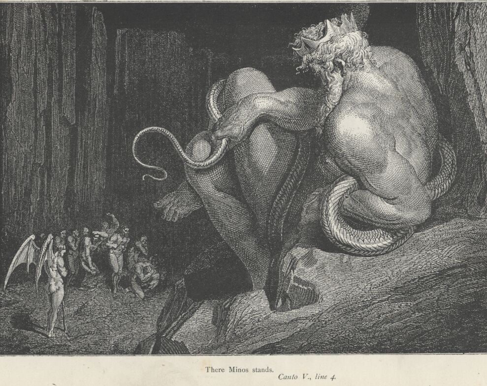 l'Inferno (The Vision of Hell) by the 13c Italian poet Dante Alighieri,  illustrated by the 19c French artist Gustave Doré. The Seventh Circle of  Hell, where the violent are punished. Here blasphemers