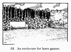 [Illustration: Fig. 53. An enclosure for lawn games.]