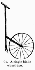[Illustration: Fig. 91. A single-blade wheel-hoe.]