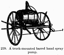 [Illustration: Fig. 228. A truck-mounted barrel hand spray Pump.]