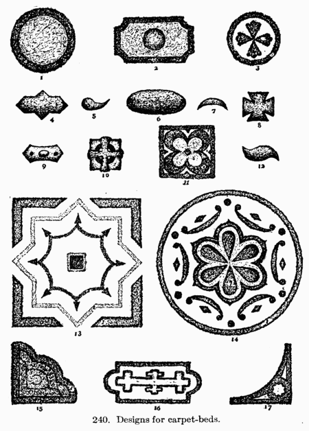 [Illustration: Fig. 240. Designs for carpet-beds.]