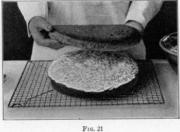 [Illustration: FIG. 21, Assembling layer cake.]